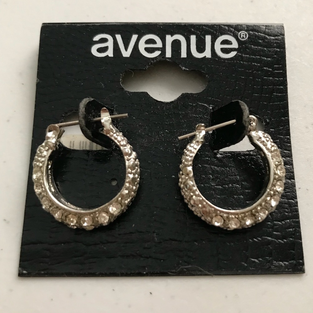 5/$15 Silver-tone Pavé Hoop Earrings